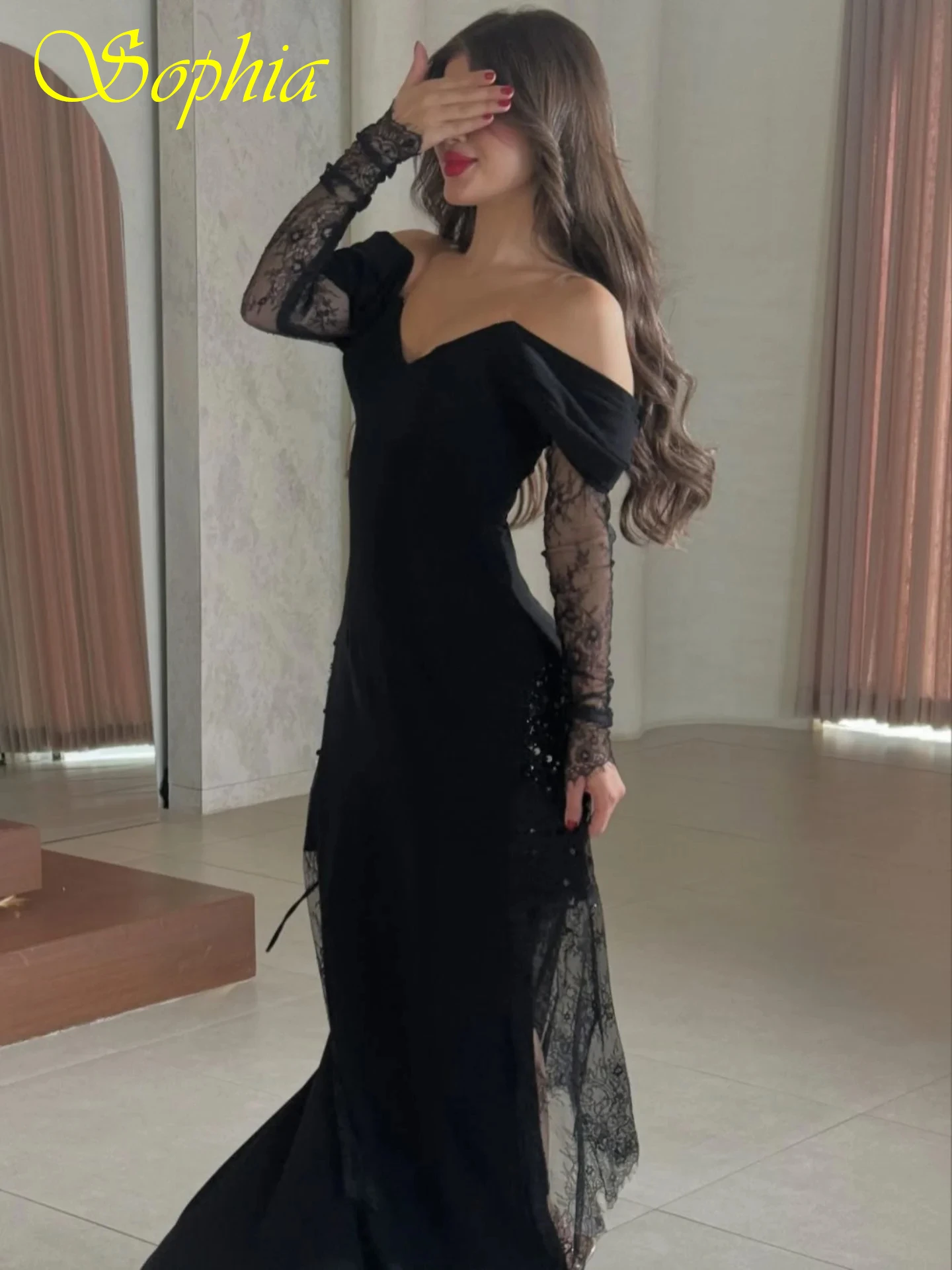 

Customized Straight Boat Neck Cap Sleeve Elegant Evening Dress Delicate Party Dress Fashion Modern Bespoke Occasion Gowns