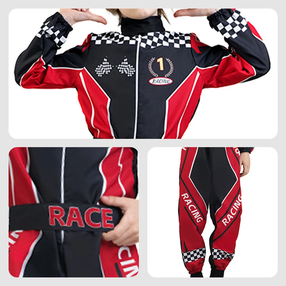 لولانتا 5 قطع زي سباق السيارات للأطفال الأولاد بذلة المتسابق مع قبعة الوظيفي فستان ملابس الهالوين 4-12 سنة #6