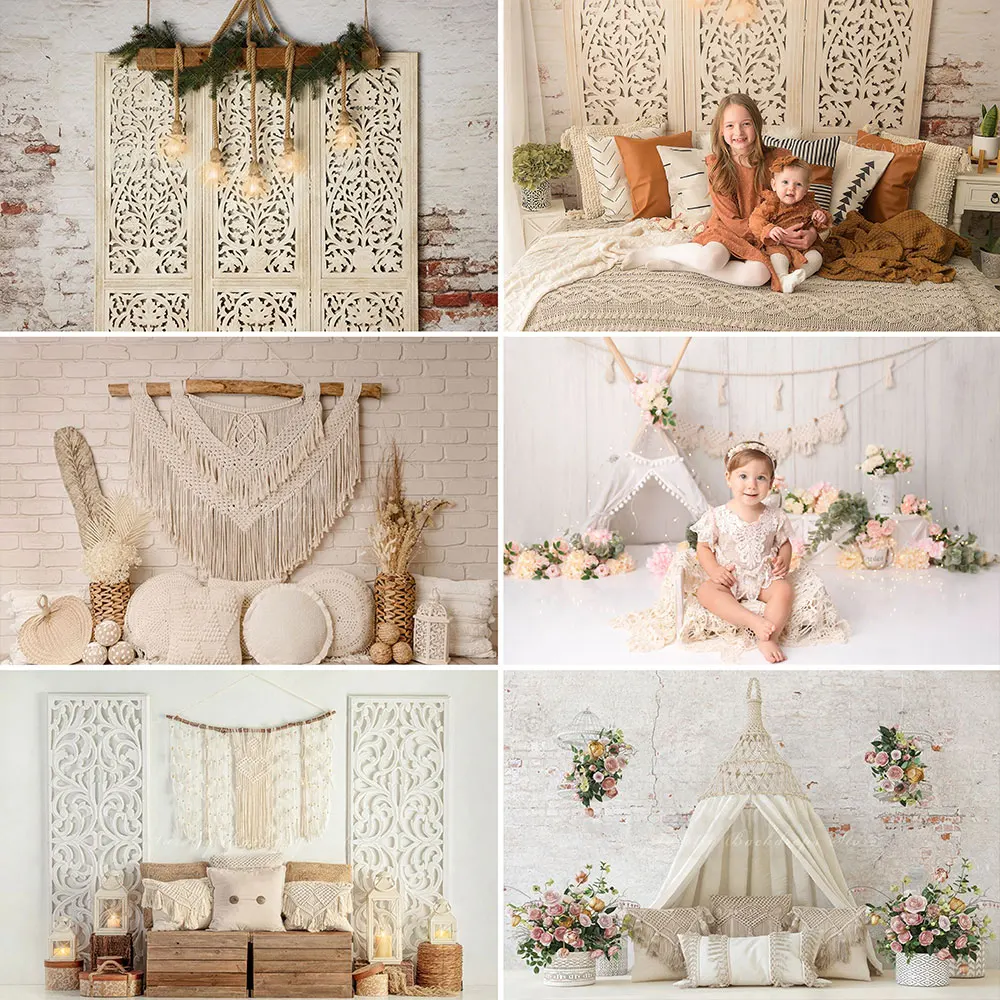 Bohemian Mandala Backdrop Kids Baby Cake Smash Photography Props Child Girls Adult Birthday Photocall Studio Backgrounds