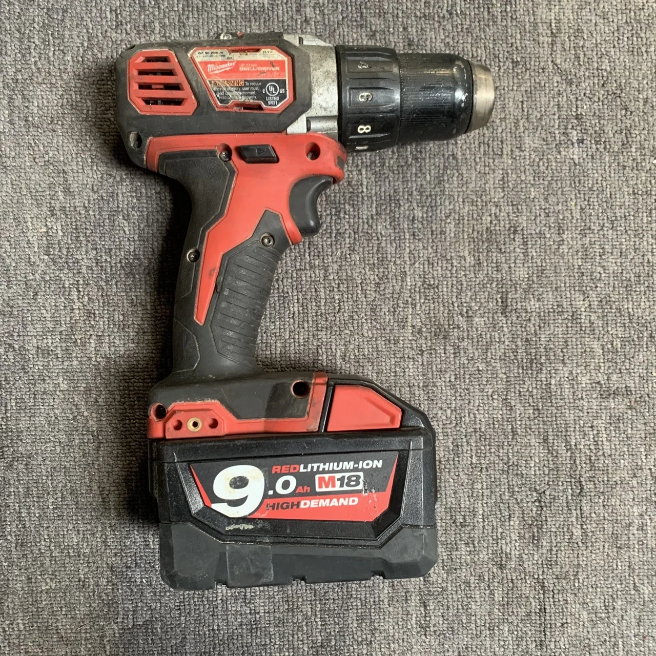 USED Milwaukee 2606-20 Includes 9.0AH battery M18 Compact 1/2