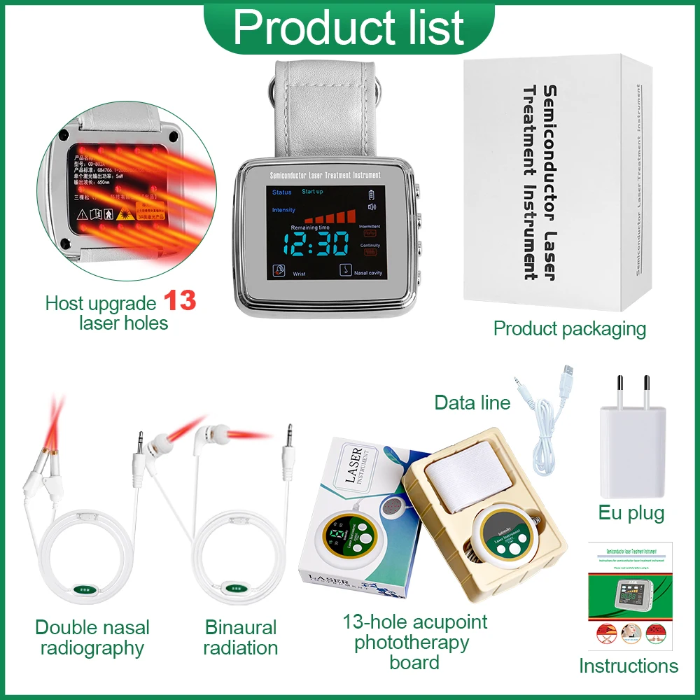 professional-laser-650nm-therapy-lllt-watch-phototherapy-board-13-holes-diabetes-cholesterol-hypertension-nose-rhinitis-tinnitus