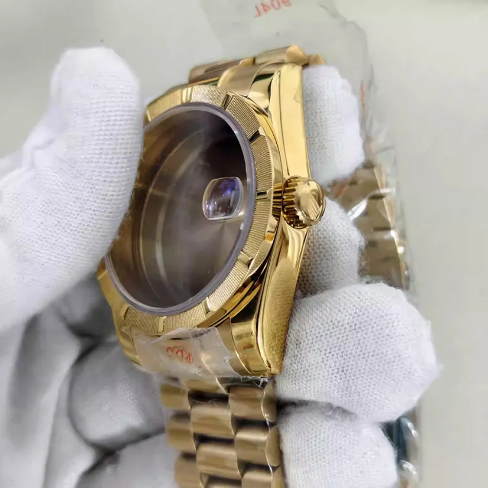 36mm/39mm NH35 Case + Bracelet Stainless Steel Sapphire Crystal Watch Case with Watch Strap Set for NH35/NH36/4R Movement Shell