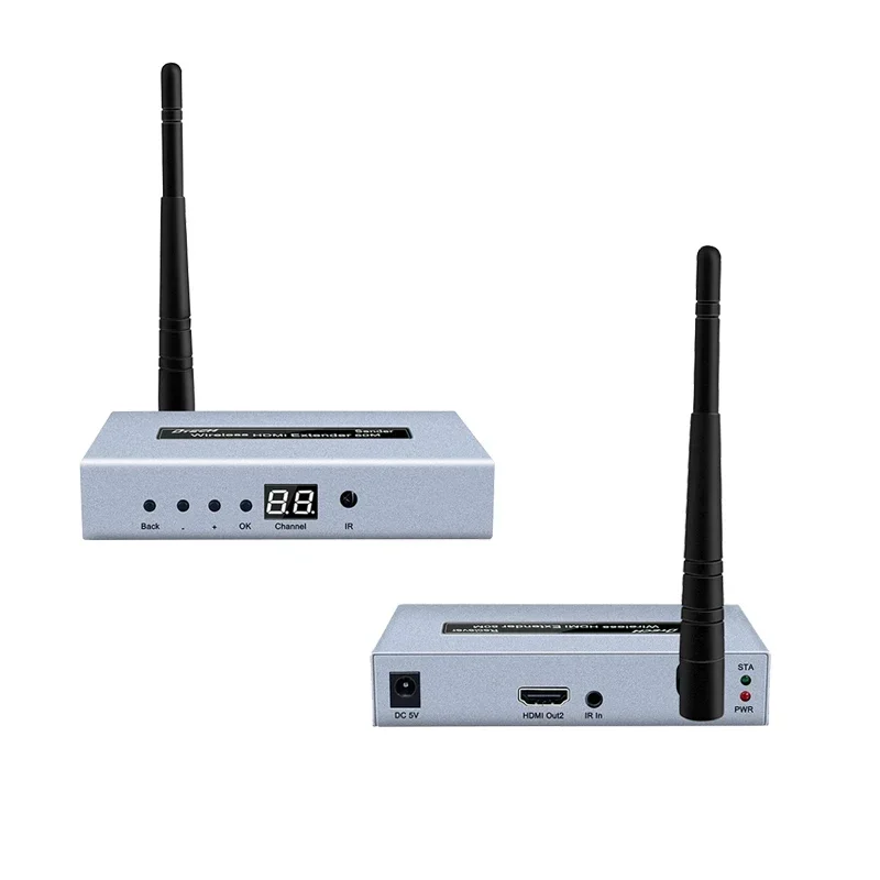 

1080p 2.4G 5G adapter 50m pair of four cascade audio and video transmitter and receiver hdmi wireless extender