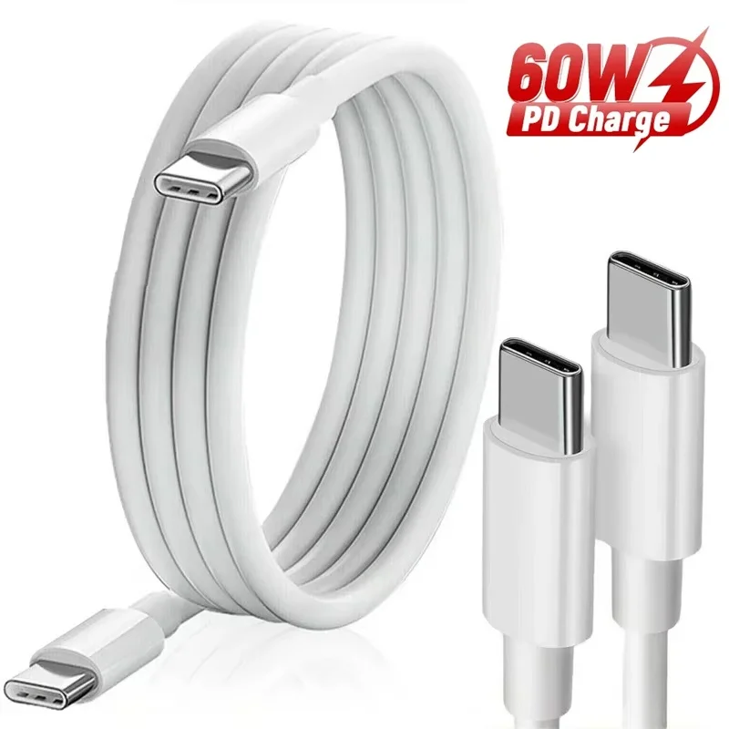 PD 60 W USB C auf USB Typ C Kabel Schnellladedatenkabel für iPhone 16 15 Serie Samsung Huawei Datenleitung Schwarz Weiß 1 m 1,5 m 2 m