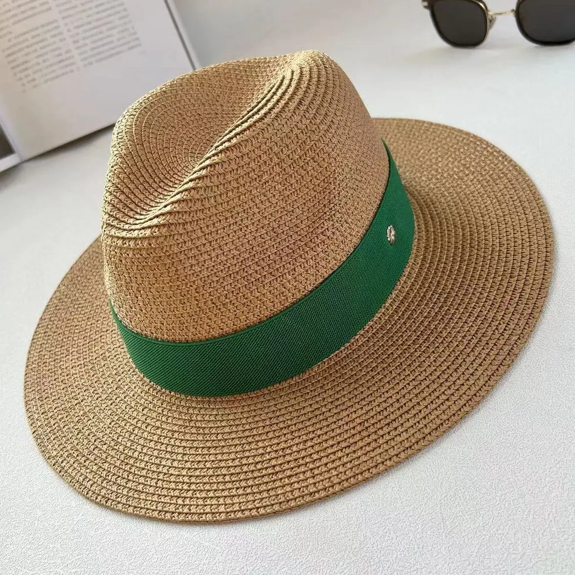 2023 New Panama Straw Hat Jazz Style Travel Sunshade Wide Brim Hat Casual Patchwork Spring Summer Anti-Uv Sun Protection Cap