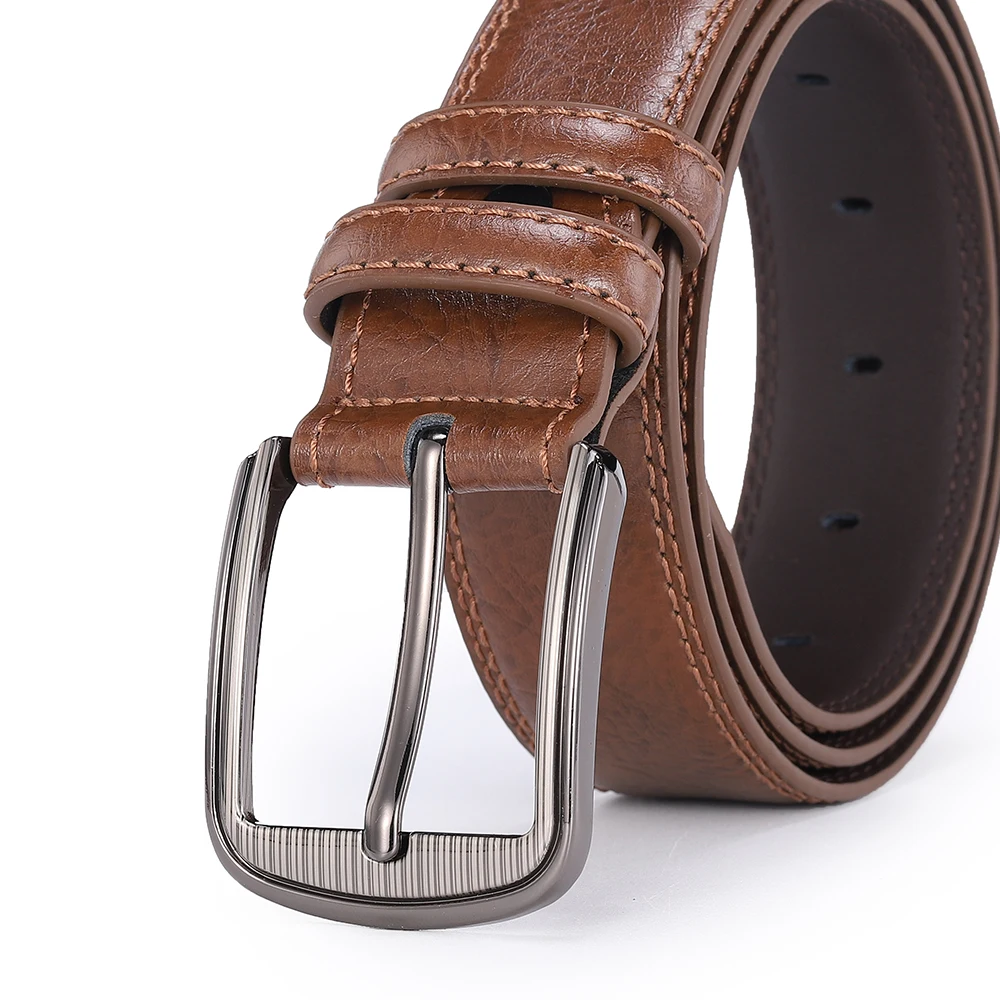 Men's cowhide pin buckle belt fashionable versatile belt pure leather pinhole belt new multi-colour red blue black brown yellow