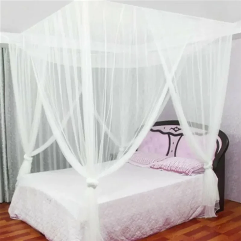 Y51A-Moskitonetz, Palace, viertüriges Queen-Size-Doppelbett, Einzelbett für Zuhause, insektensicher, quadratisch, elegantes Mosk