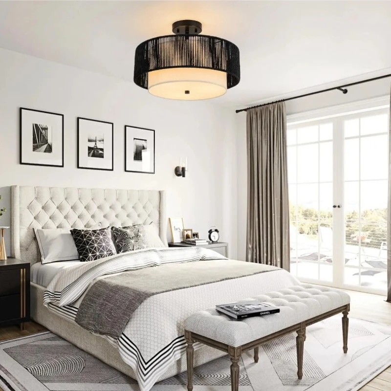 Wabi Sabi Retro Creative Rattan Weaving Pendant Lights Personality Atmoshere Decor Fixture Living Room Bedroom Restaurant Lamps