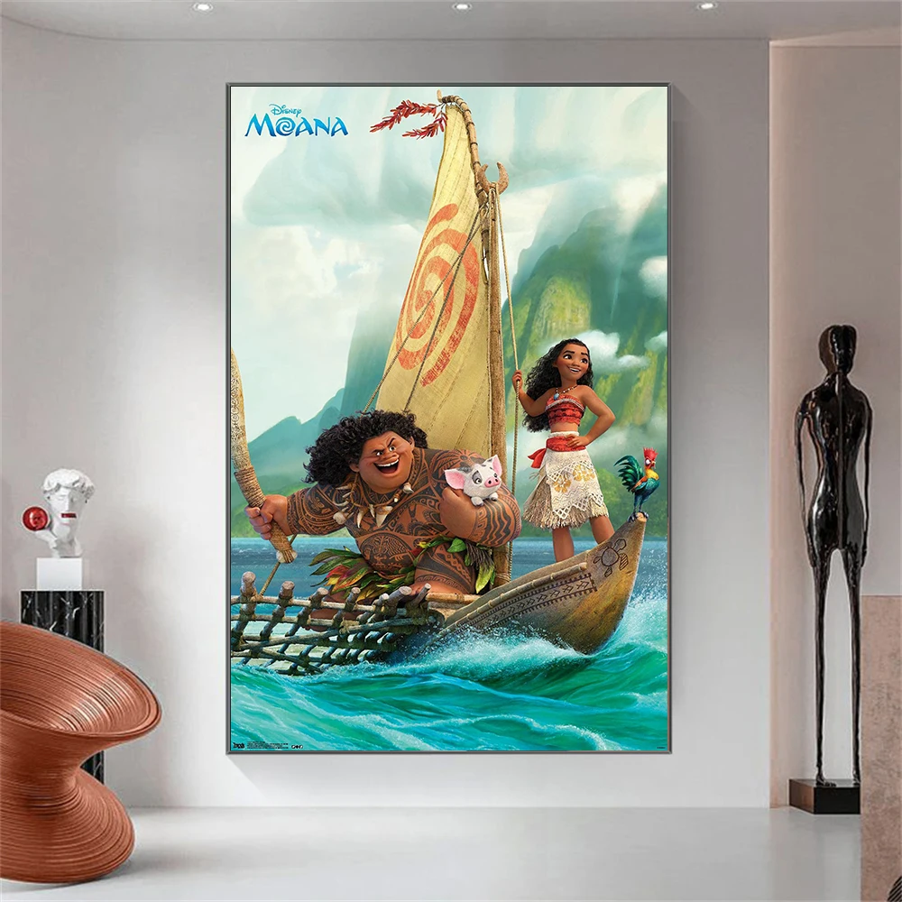 Disney Classic Movies Moana Colorful Wall Art Graffiti Canvas Poster Decoration Living Room Bedroom Home Decor Gifts