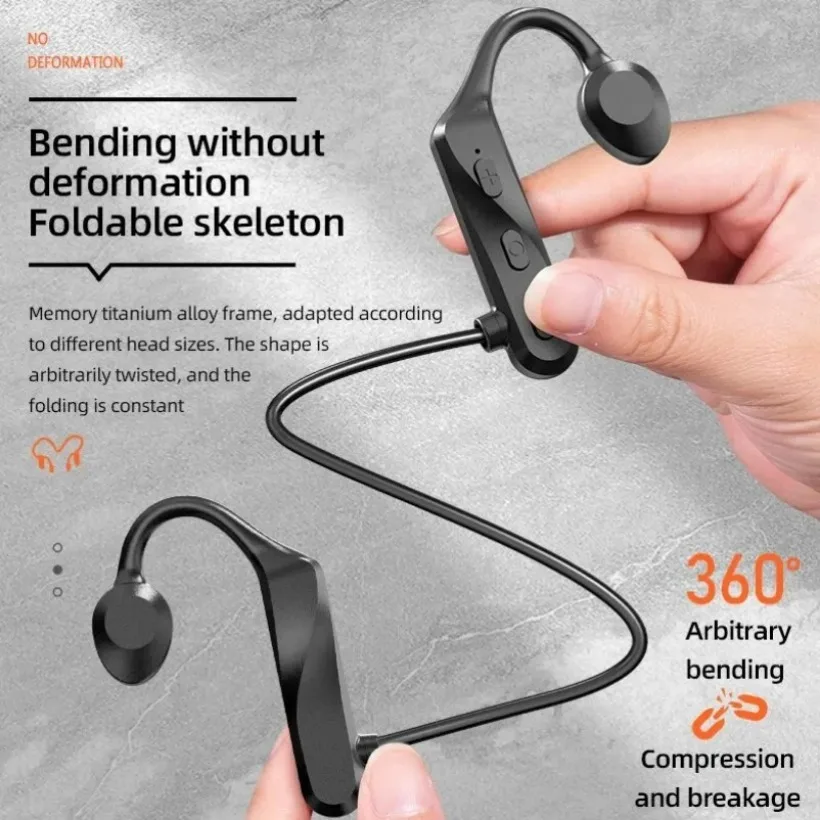 K69 Bone Conduction Earphones Bluetooth Hifi Music Headphones Sport Ear-hook Wireless Headsets with Mic Waterproof Earbuds image 5
