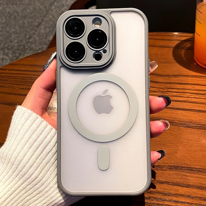 

Pop Luxury Matte Shockproof Phone Case For IPhone 11 12 13 14 15 16 Pro Max Plus Magsafe Wireless Charge Magnetic Cases Cover