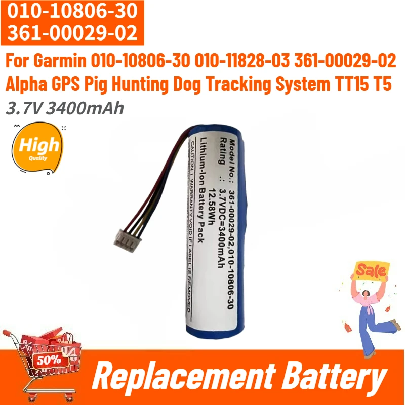 010-10806-30 361-00029-02 High Quality Battery 3400mAh For Garmin 010-11828-03 Alpha GPS Pig Hunting Dog Tracking System TT15 T5