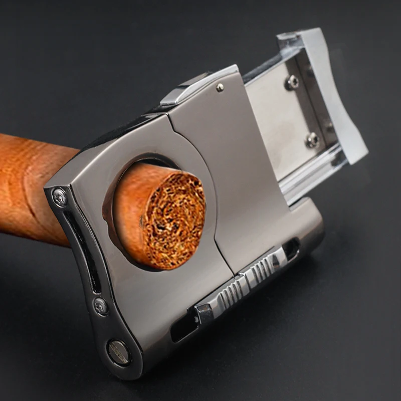 

Cigar Cutter Built-in 2 Size Cigar Punch Locked Blades Luxury Metal Cutters Cigar Guillotine Cigar Cutter