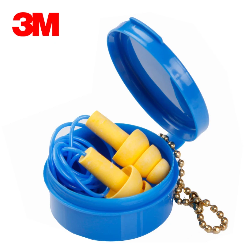 5pcs 3M E-A-R 340-4002 Ultra Fit Reusable Corded Earplugs Blue Ear Protector with Box One Size Fits All