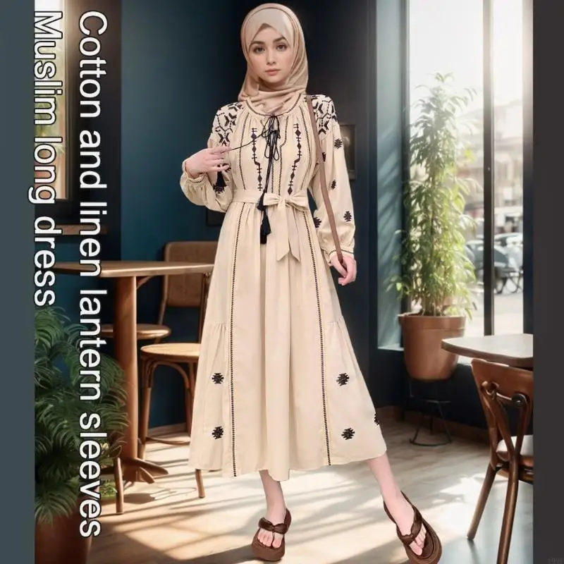 49 manches lanterne Robe kaftan pleine longueur