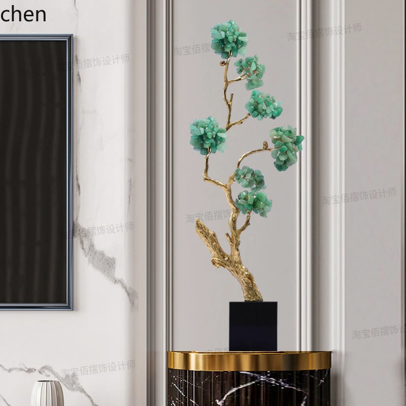 Crystal Money Tree Ornament Entrance Green Plant Artificial Welcoming Pine Craft Living Room TV Cabinet Decoration