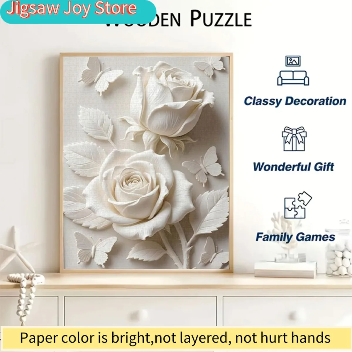 

Пазл из 1000 элементов с изображением белых роз и нежных бабочек. Этот художественный пазл, собранного своими руками, демонстрирует...