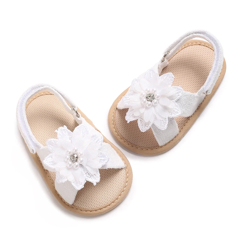 Elegant Embroidered Baby Girl Shoes | Beaded Soft Flats | Non-Slip Sole | Comfortable Indoor/Outdoor First Walkers