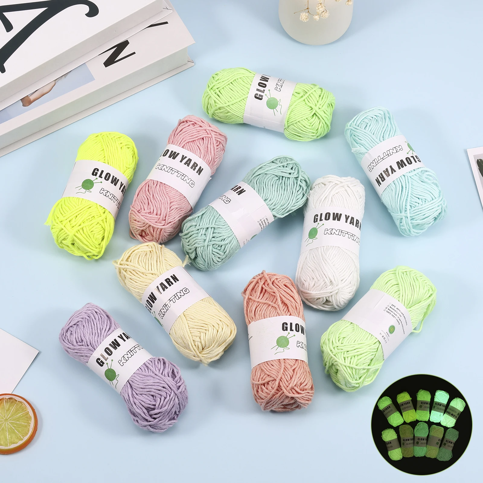 

10 Rolls Novel Yarn Glow in the Dark Polyester DIY Hand Knitting Wool Yarn Luminous Chunky Yarn Glow Crochet Yarn