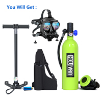 HOUVAN S400Plus 1L Scuba Diving Tank Set,Mini Oxygen Cylinder with Full Face Snorkel Mask,Portable Travel Diving Kit Gift