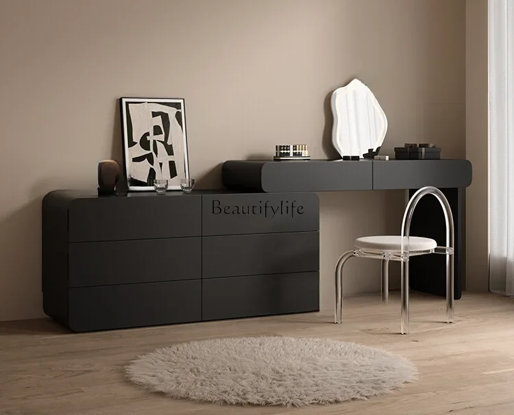 

LD33Solid wood dresser modern simple storage integrated light luxury black paint dressing table