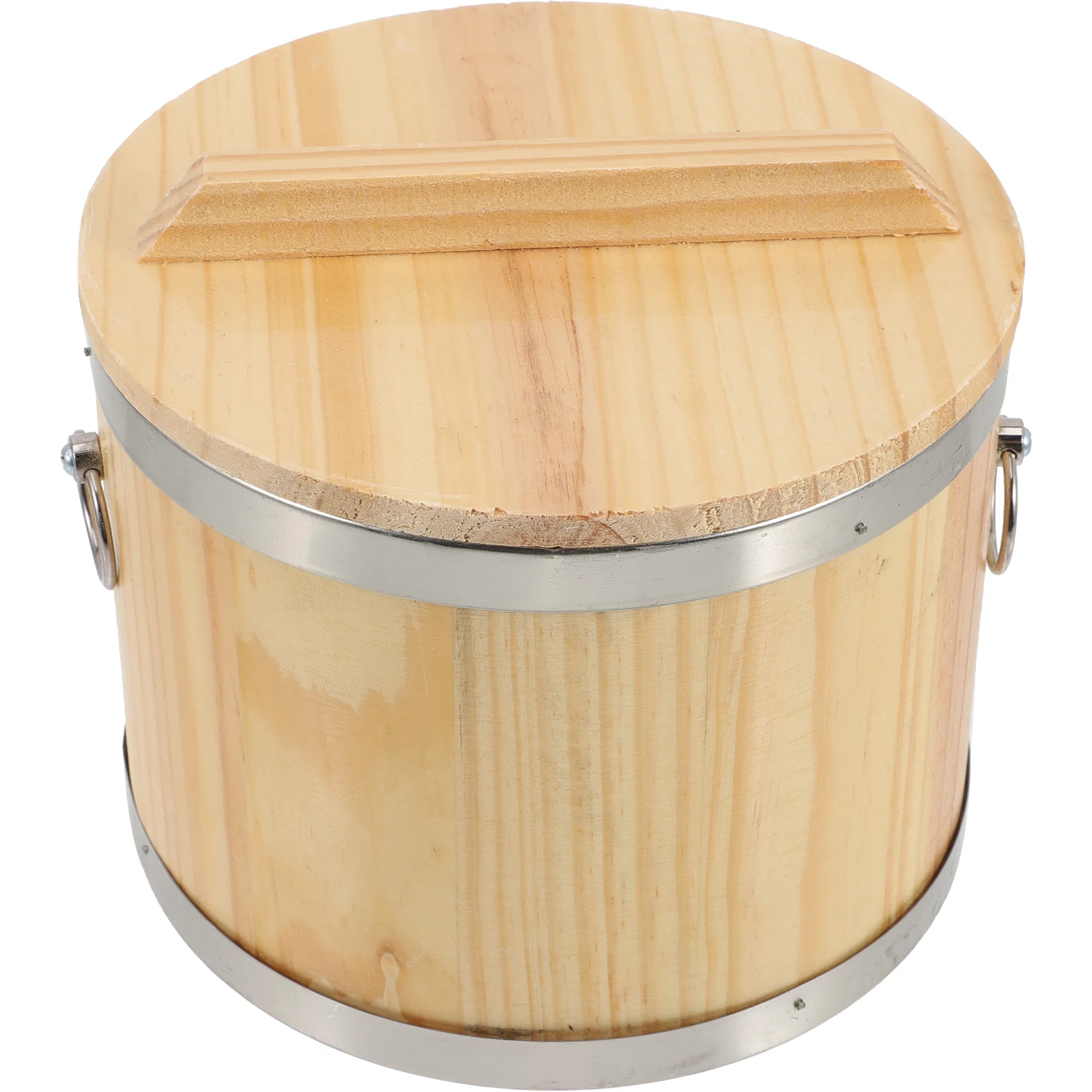 

Multi function Rice Steamed Bucket Stainless Steel Wooden Storage Container Lightweight Compact Kitchen Supply Sushi