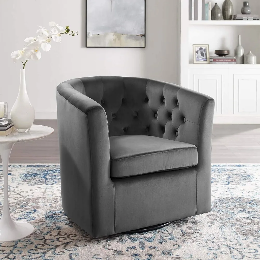 

Prospect Tufted Performance Velvet Swivel Armchair, Charcoal 28D x 30W x 30H in