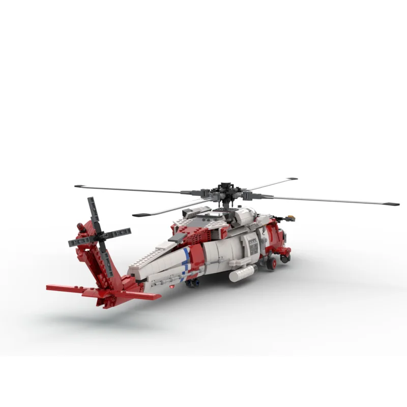 MOC Red Coast Rescue SAR Utility Helicopter with 4-Blade Rotor Military Block Model