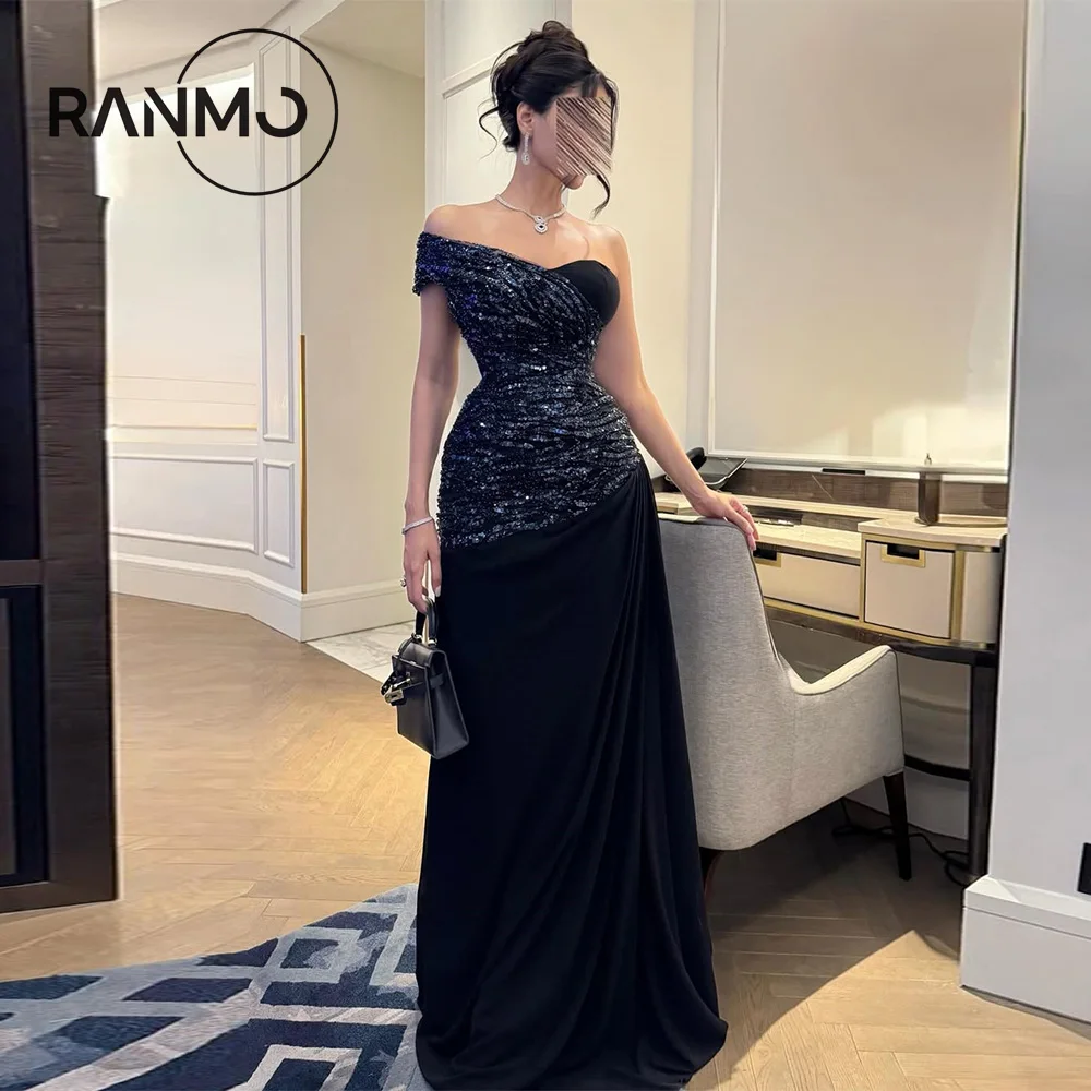 

Ranmo Customized 2026 New A-line One-Shoulder Evening Dresses Sleeveless Prom Gown Fashion Sequined Draped Backless Party Gown