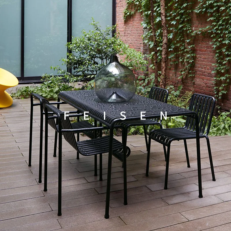 Modern Leisure Simple Courtyard Outdoor Tables and Chairs Milk tea shop Coffee Shop iron art color outdoor Garden Chairs Table