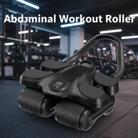Four-Wheel Abdominal Workout Roller 4 Elbow Support Anti-Slip Abdominal Exercise Machine Automatic Rebound Effective