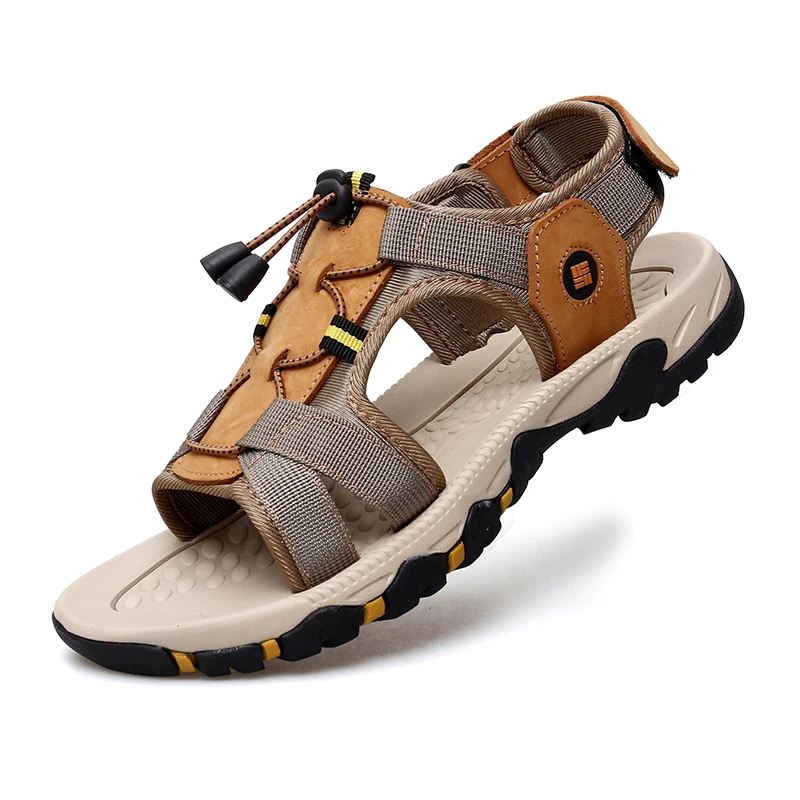 

Summer Men Outdoor Beach Sandals Leather Casual Shoes Big Size 47 48 Anti-Skid Wear-Resistant