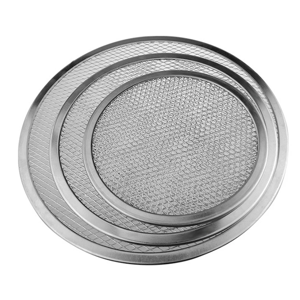 Round Pizza Screen Pan Baking Tray Aluminum Non-Stick Grilling Mesh Pads Grilling Mat Reusable Bakeware Kitchen Tools Pizza