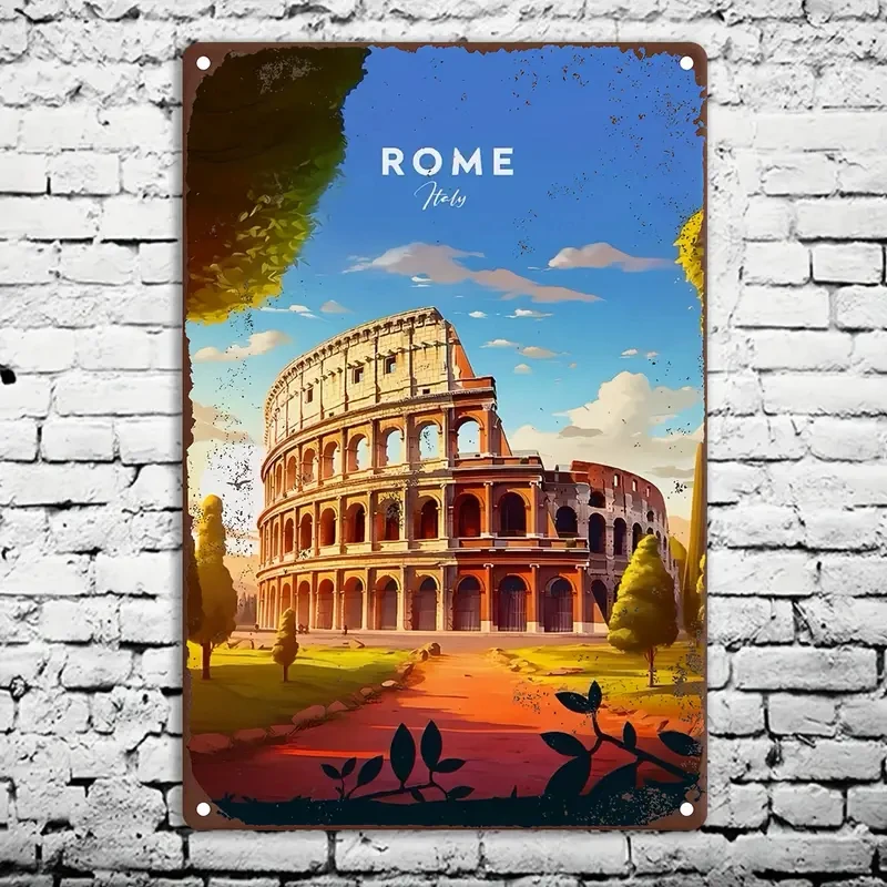 Retro Metal Sign Travel Round The World,ROME,FRANCE,MUMBAI Vintage Art Poster,Home,Bar,Room,pub,Hotel,Cafe,Club Wall Decor Gift