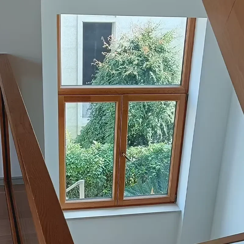 SoundProof Aluminum Clad Wood Window with Double Glazed Glass Aluminium Casement Windows Secure