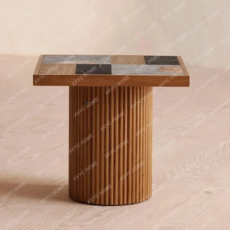 

A15 Simple Side Table Marble Bedroom Bedside Living Room Small Coffee Tea Table Sofa Side Table Antique Style