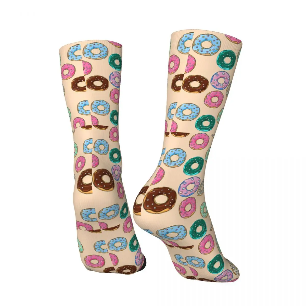 Funny Crazy compression Collection Sock for Men Hip Hop Vintage Donut Dessert Happy Seamless Pattern Printed Boys Crew Sock