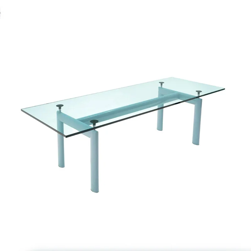 

corbusier LC6 dining table in blue metal frame