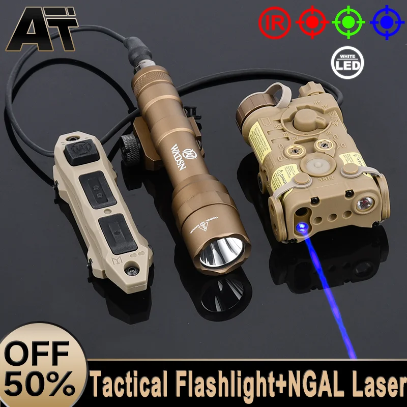 

WADSN NGAL Red Green Blue IR Laser Sight Tactical M600U M300A Flashlight White Light Dual Function Pressure Switch Fit 20mm Rail