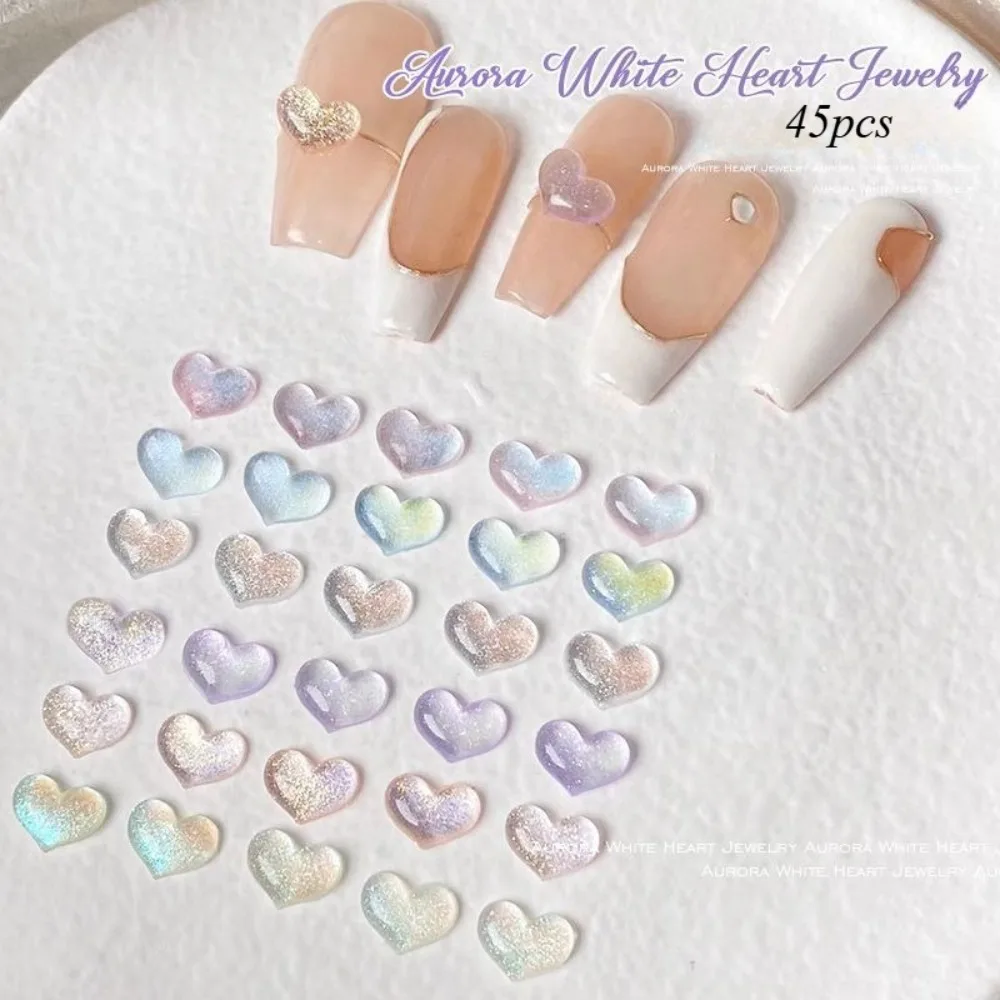 45pcs Mixed Nail Art Jewelry Love Flat Bottom Resin Three-dimensional Nail Decoration Rhinestone Accessories
