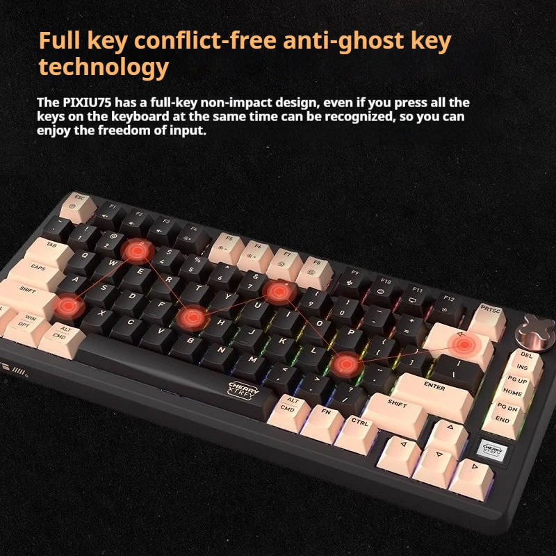 Wireless The Third Mock Examination Mechanical Keyboard 81 Key Rgb Light Effect Is Suitable For Electronic Game Players To Work