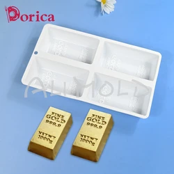 Dorica 6 Holes Gold Bar Mousse Cake Mold DIY Pudding Chocolate Silicone Mould Cake Decorating Tools Kitchen Bakeware Accessories