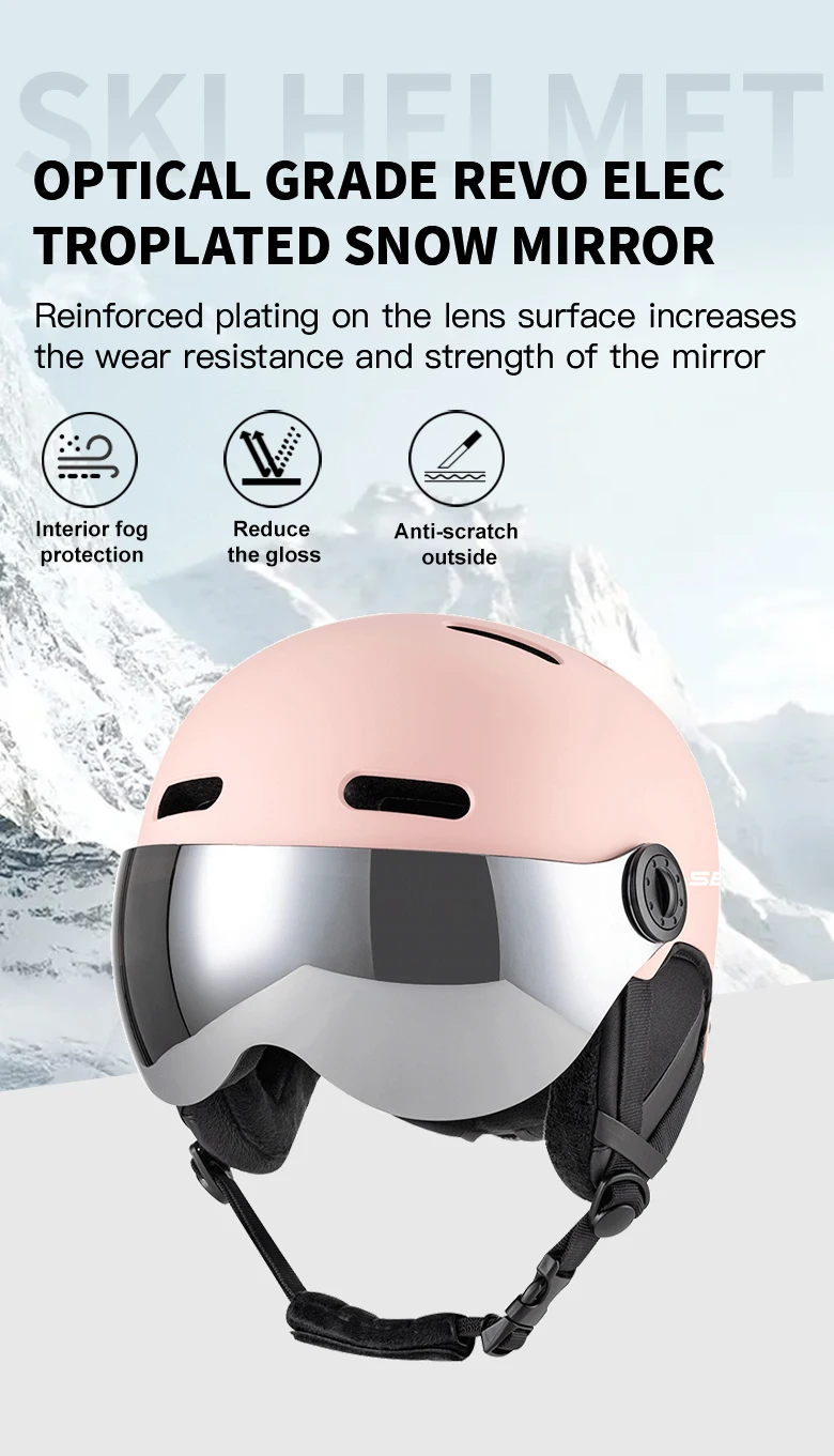 SEEKER Erwachsenen-Skihelm Unisex Ski-Antikollisions-Warmhelm für Wintersport Einbrett- und Doppelbrett-Skihelm mit Skibrille – Detail 7