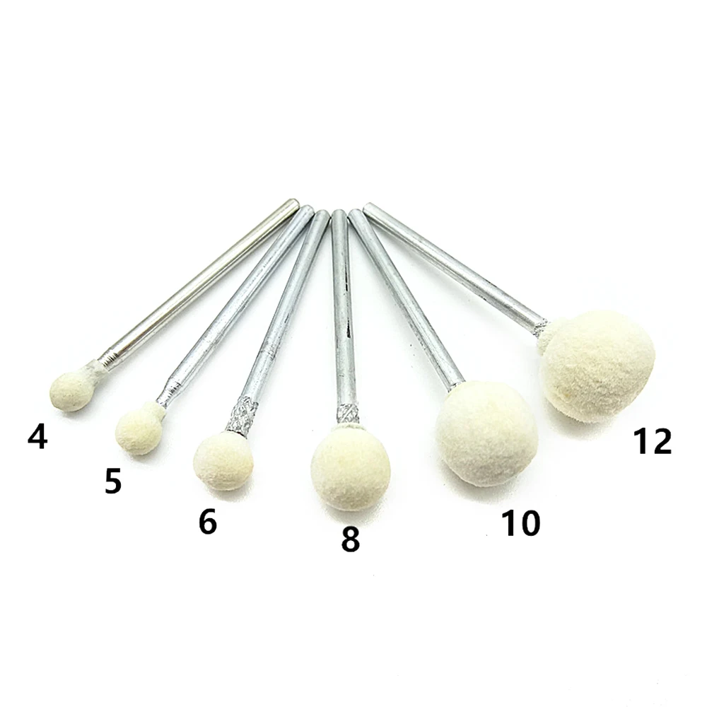 10Pcs Wool Felt Mounted Polishing Buffing Wheel OD 3-12mm grinding head For Dremel Drill Rotary Tool 2.35/3mm 1/8\