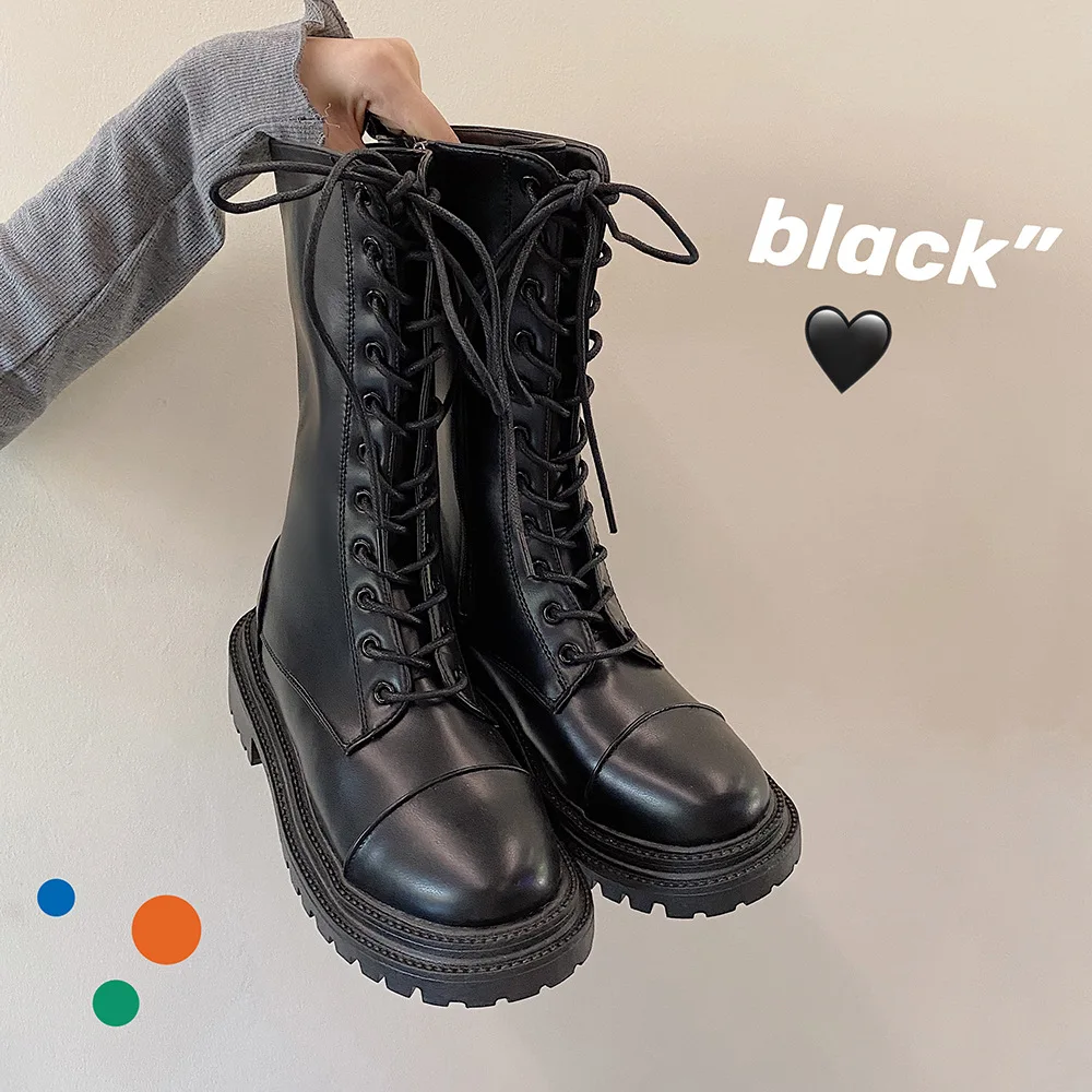 

Women's 2023 Spring And Autumn New British-style Shoes Thick Zipper Lace-up Slimming All-match Fashion Trend Boots