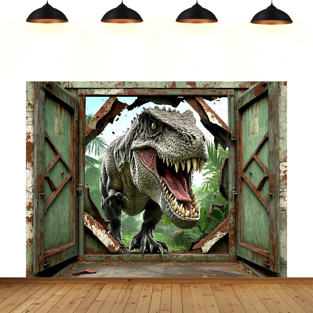 

dinosaur background birthday party Wall breaking effect Jurassic forest dinosaur terror room decoration photography backdrop
