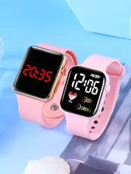 Casual fashion pink rose silicone rectangular men's and women's electronic watch couple set gift to friends