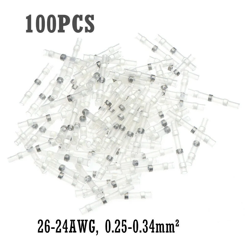 100PCS Solder Seal Wire Connectors Heat Shrink Solder Butt Connectors Kit Automotive Marine Insulated Solder Connector