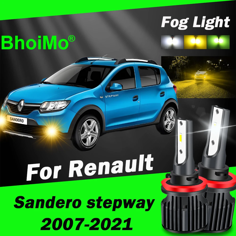

BhoiMo для Renault Sandero stepway 2007 2021, передняя противотуманная фара, светодиодная лампа 2008 2009 2010 2011 2012 2013 2014 2015 2016 2017