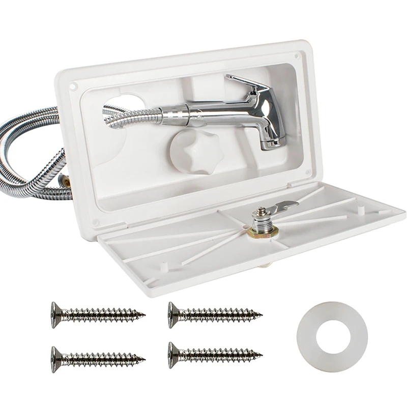 

RV Shower Box Kit With Lock-Includes Shower Faucet Shower Hose Shower Wand For Boat Marine Camper Caravan